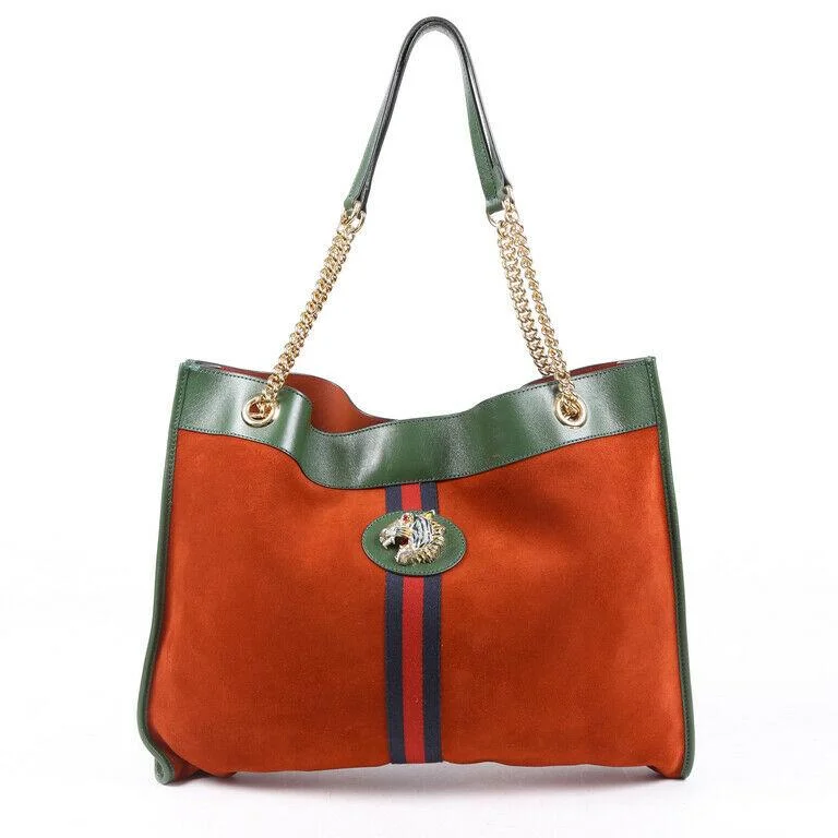 Ladies Gucci Dionysus bags with a detachable shoulder strapGucci Bag Rajah Red Green Suede Sylvie Web Tote