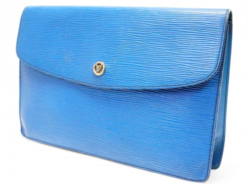 Small - sized Louis Vuitton Pochette Metis bags for a compact carryAuthentic Pre-owned Louis Vuitton Epi Toledo Blue Pochette Montaigne Gm 27 Clutch Bag M52655 200182