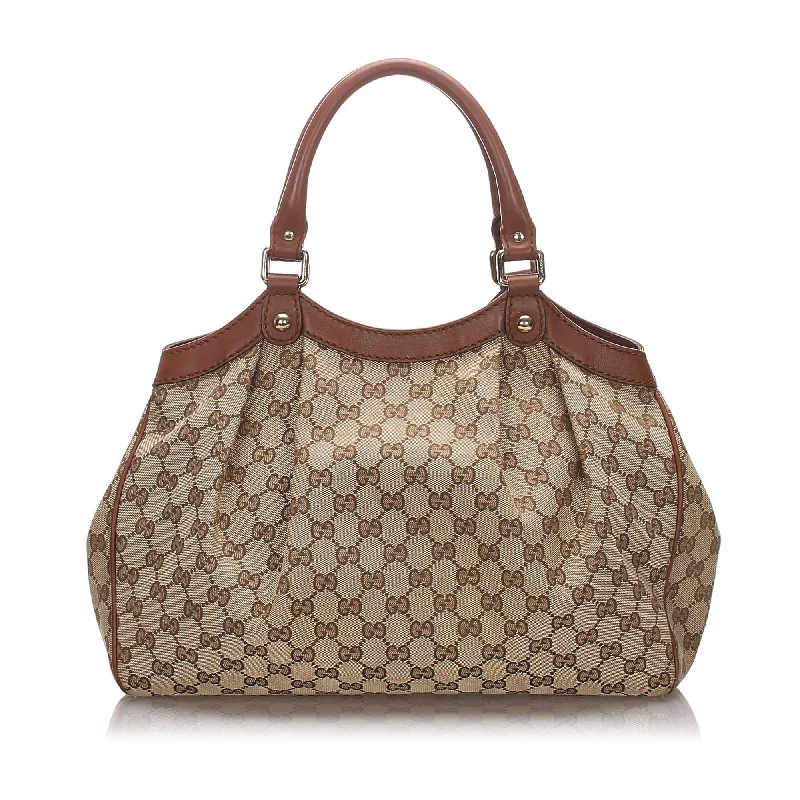 Gucci backpacks for women with a sleek silhouetteGucci Brown Canvas Fabric Guccissima Sukey Tote Italy