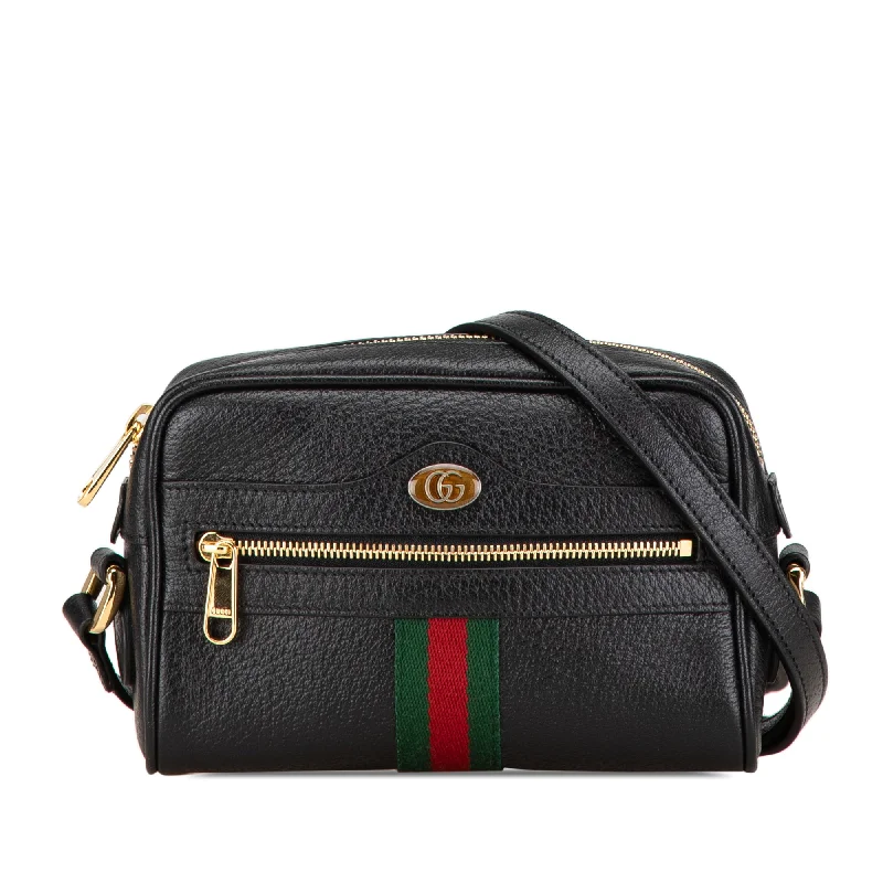 Women Gucci bags with interlocking G hardware for a classic lookBlack Gucci Mini Leather Ophidia Crossbody