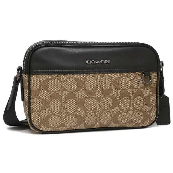 Ladies Coach Rogue bags with a star - shaped charm for a playful touchCoach Signature Men's Crossbody Bag C4149 QBKHA  Khaki