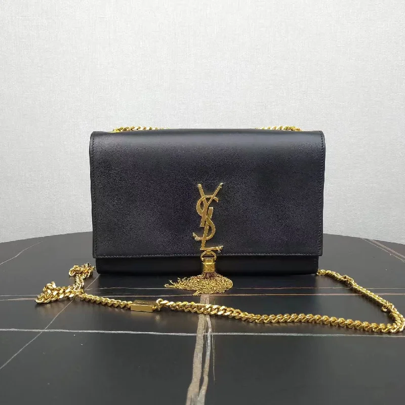 Yves Saint Laurent bags with luxurious suede detailsYSL Saint Laurent Tassel Flap Bag Leather Black