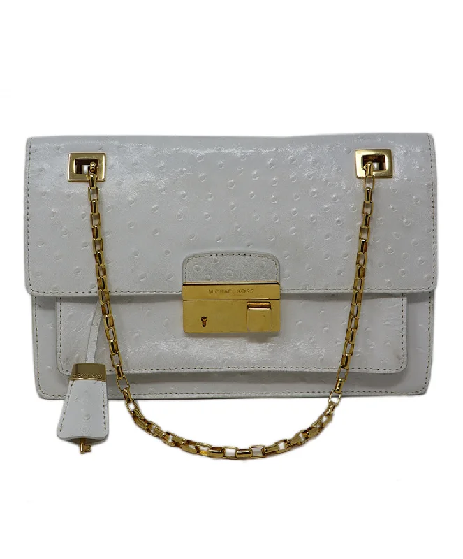 Yves Saint Laurent bags in vibrant colorsMichael Kors White Pressed Leather Shoulder Bag