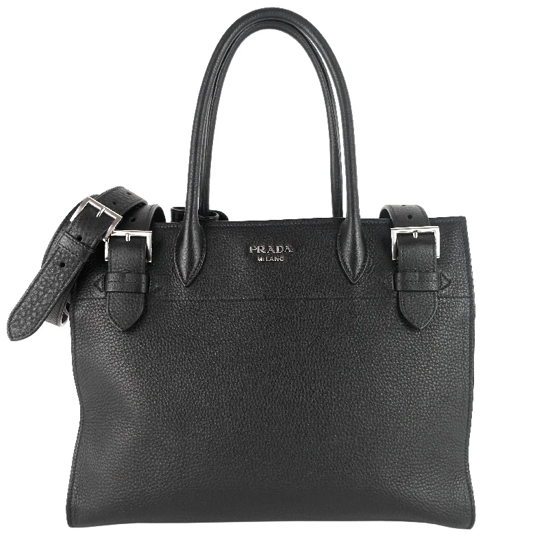 Prada Galleria bags with a structured silhouette for a professional lookBuckle Leather Tote Bag