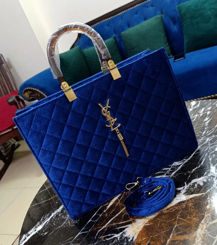 Yves Saint Laurent satchel bags for womenHigh-Quality YSL Women's Velvet Bag with Long Strap - Luxury Redefined (Blue)