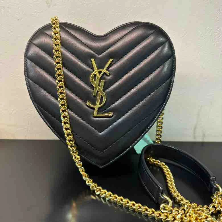 Yves Saint Laurent wallets and matching bagsYSL Saint Laurent Leather Heart Chain Crossbody Bag