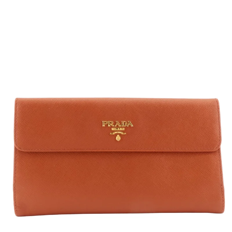 Prada bags with a zip - top closure and multiple interior pockets for organizationContinental Logo Saffiano Leather Wallet