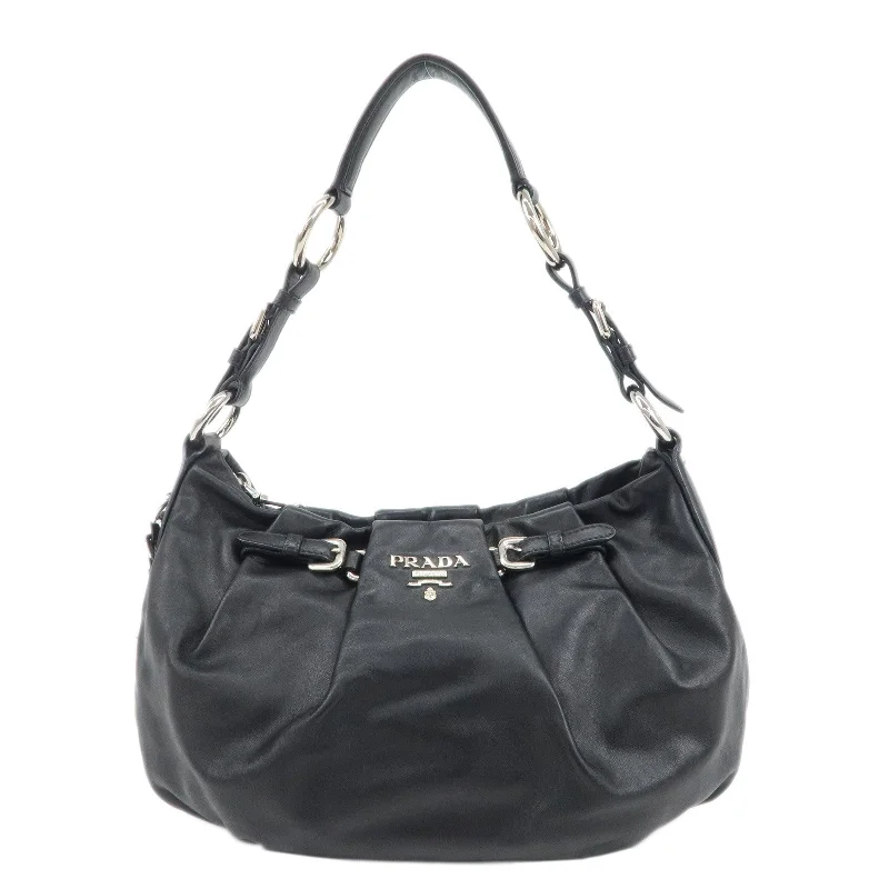 Small - sized Prada Saffiano leather bags for a compact and stylish carryPRADA Soft Calf Leather Shoulder Bag Black BR3795