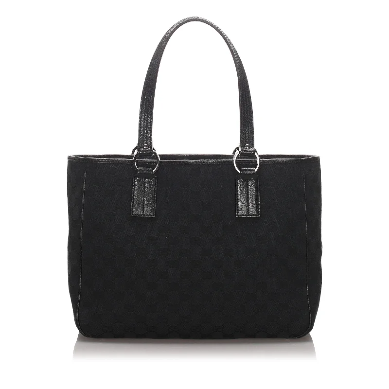 Ladies Gucci Dionysus bags with a chain - link shoulder strapGucci Black Canvas Fabric GG Tote Bag Italy