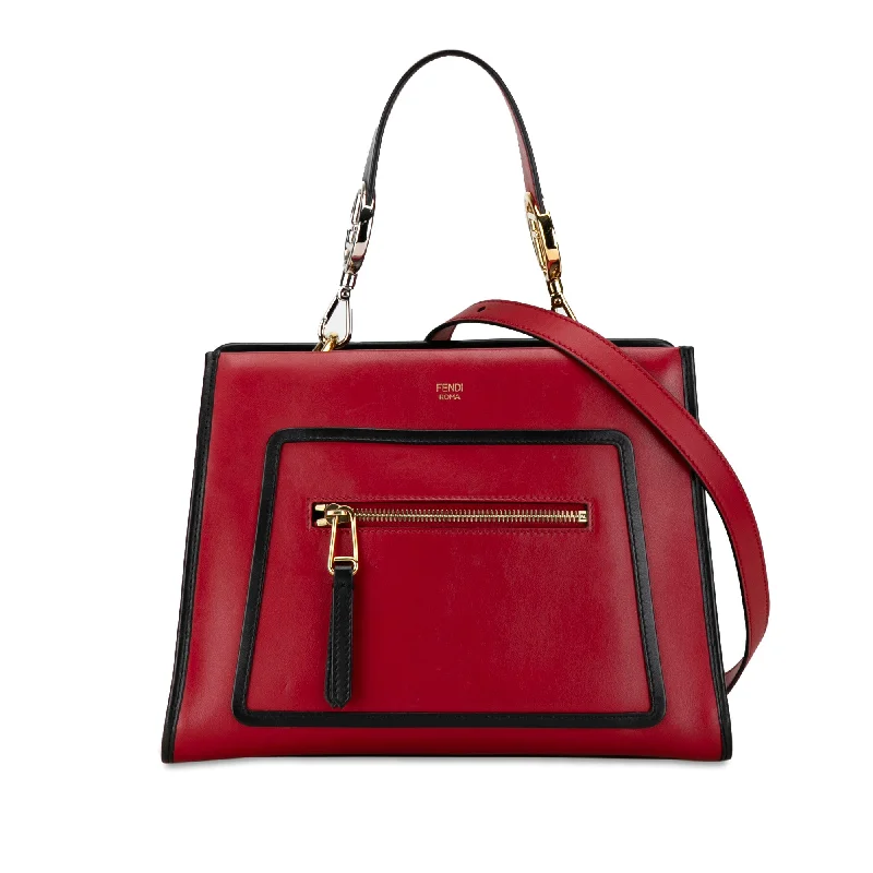 Fendi bags with a magnetic - closure card holder inside for easy access to cardsRed Fendi Small Leather Runaway Satchel