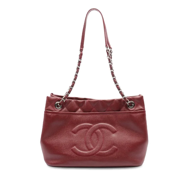 Chanel bags with modern touchesRed Chanel CC Caviar Soft Tote