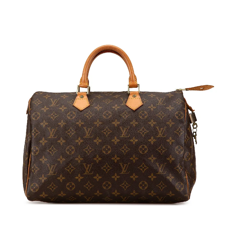 Louis Vuitton crossbody bags in a bold red color for a statementBrown Louis Vuitton Monogram Speedy 35 Boston Bag