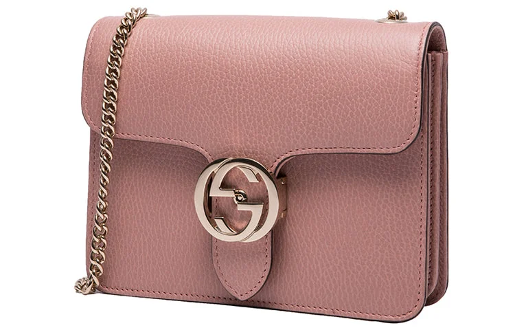 Women Gucci bags with a detachable mobile phone holder(WMNS) GUCCI Leather Bag Single-Shoulder Bag Pink 510304-CAO0G-5806