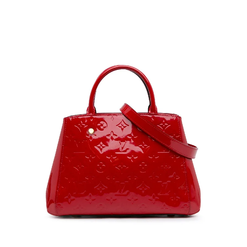 Louis Vuitton bags with a zip - around closure for enhanced securityRed Louis Vuitton Monogram Vernis Montaigne BB Satchel