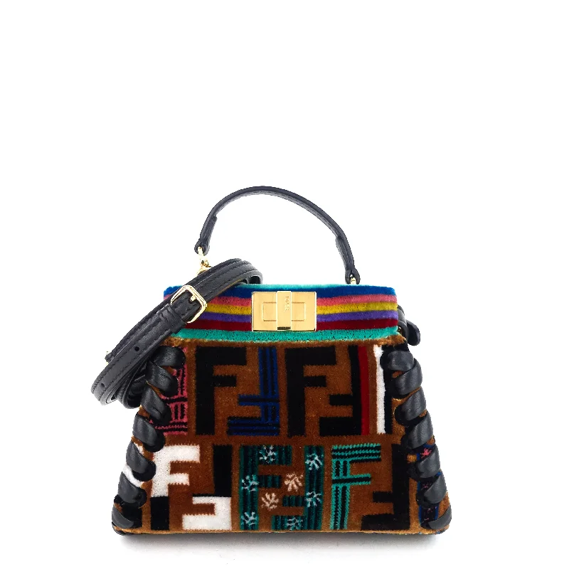 Fendi bags with a chain - link trim and a leather body for a modern and edgy lookPeekaboo Micro Whipstitch Zucca Velvet Bag