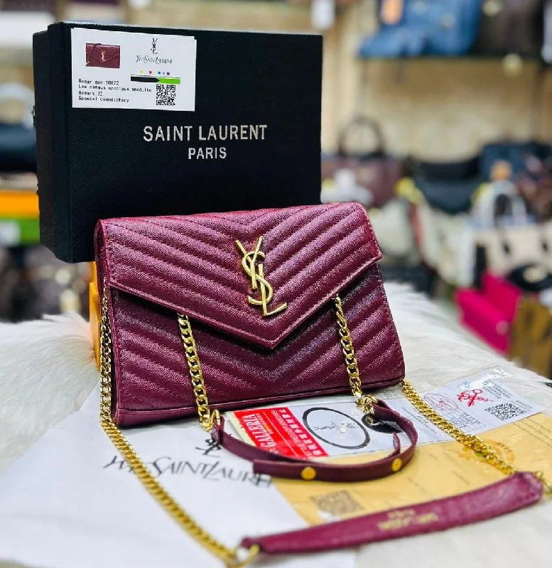 Yves Saint Laurent bags with iconic YSL logoYSL Crossbody Bag for Women – AAA Quality Official Model (Maroon)