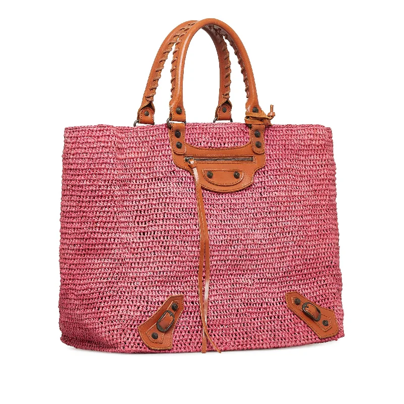 Balenciaga Arena small size withBalenciaga Arena small size withBalenciaga Motocross Classic Raffia Tote (SHG-XaZ3ub)