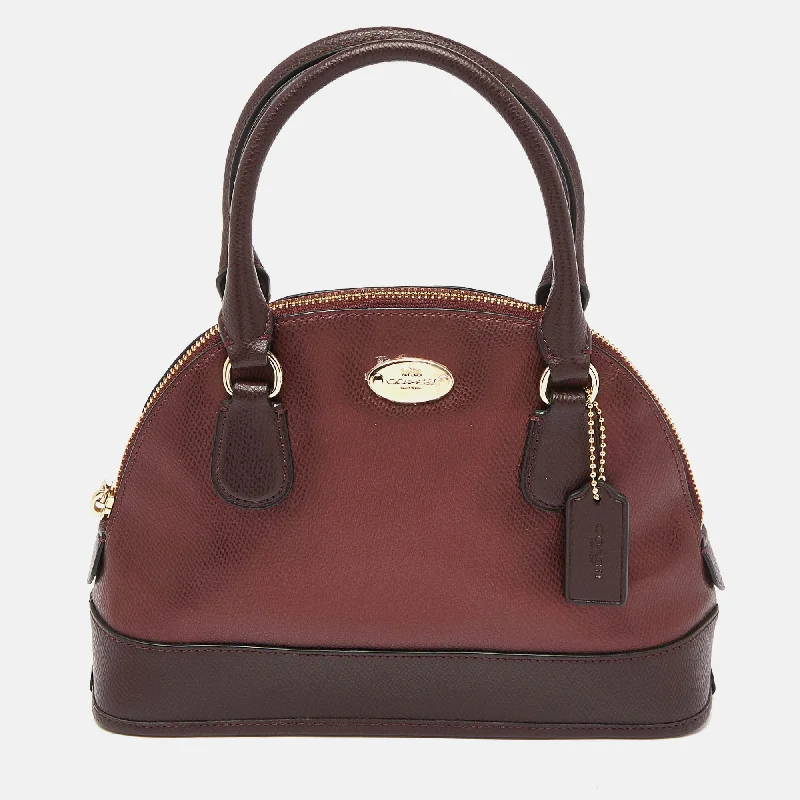 Ladies Coach crossbody bags with a wide - width strap for comfortBurgundy Leather Cora Dome Satchel