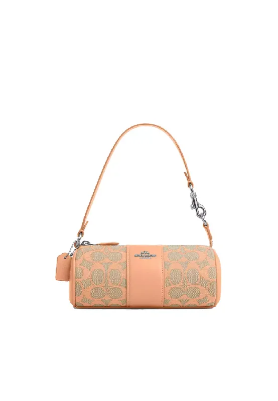 Coach Rogue bags with a monogram - embossed leather surfaceCoach Nolita Barrel Shoulder Bag In Faded Blush CU003