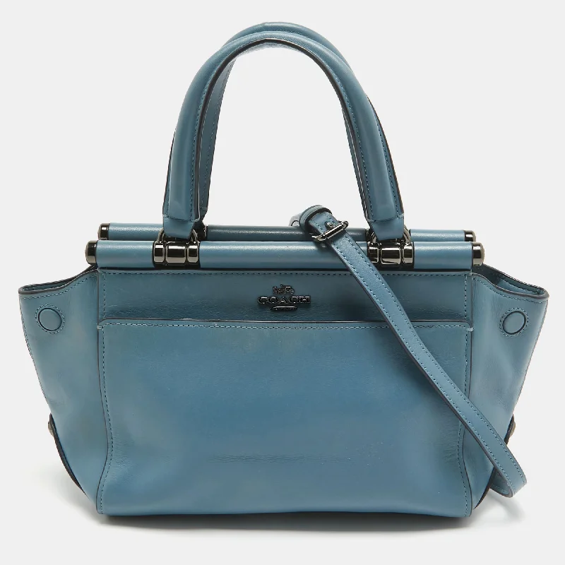 Coach bags with a patent - leather finish for a shiny and sophisticated appearanceBlue Leather Selena Grace Tote