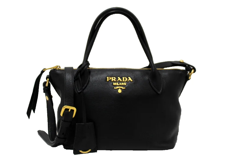 Prada nylon backpacks with a padded laptop compartment for travel and studyAuthentic Prada Black Soft Leather Small Zipper Tote Bag