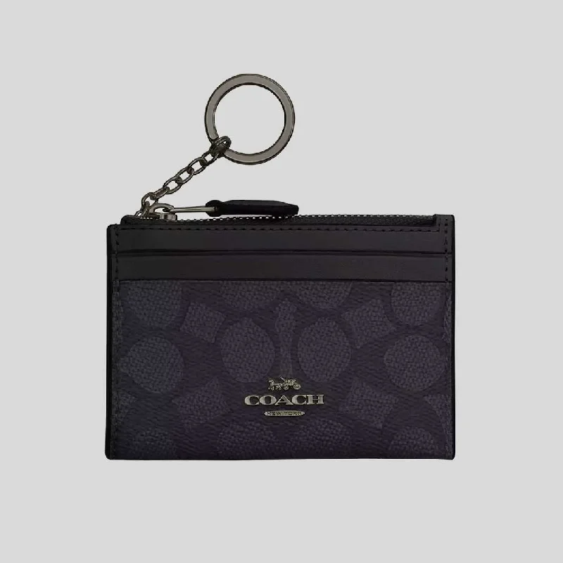 Coach handbags with a perforated leather detail for a breathable and unique designCOACH Mini Skinny ID Case In Signature Canvas Charcoal/Black CW870