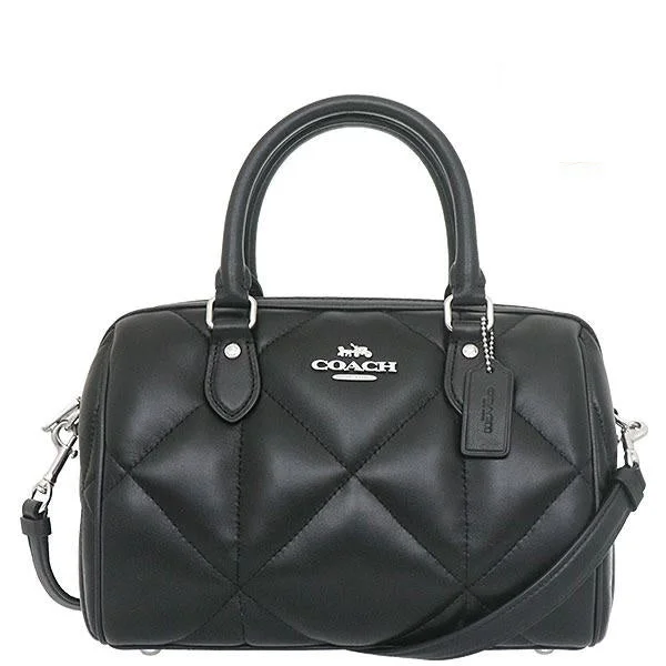 Coach Rogue bags with a detachable shoulder strap for versatile carryingCoach Diamond Quilted Leather Rowan Satchel CJ610 Black