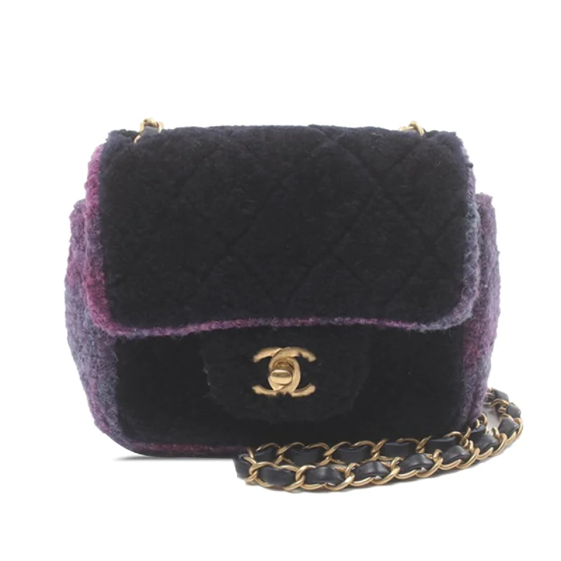 Chanel bags perfect for everyday elegPurple Chanel Mini Quilted Shearling Square Single Flap Crossbody Bag