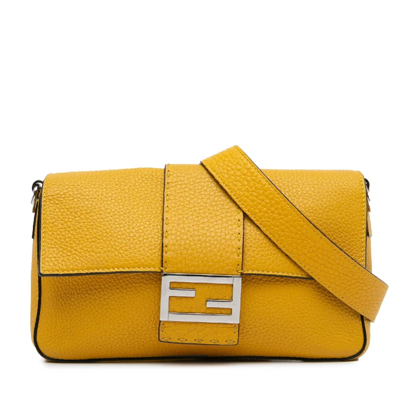 Fendi backpacks with a sleek, modern design and a matte finishYellow Fendi Selleria Calfskin Convertible Baguette Crossbody