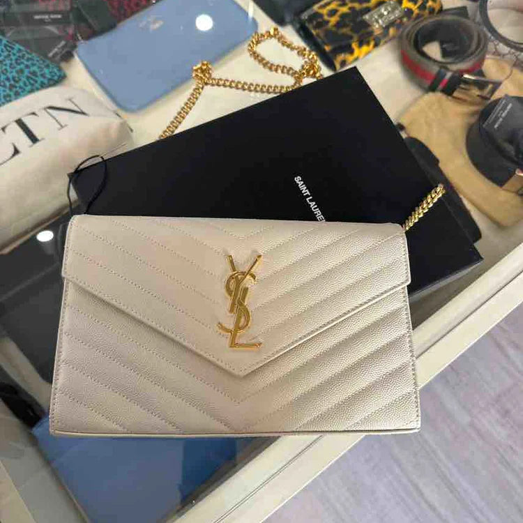 Yves Saint Laurent bags for a chic, modern styleYsl Cassandre Matelassé Chain Wallet In Grain De Poudre Embossed Leather