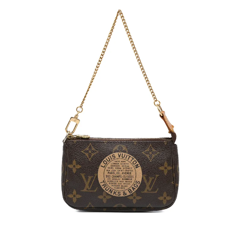 Louis Vuitton bags with a snap - button closure and a decorative charm for styleBrown Louis Vuitton Monogram Trunks and Bags Mini Pochette Accessoires