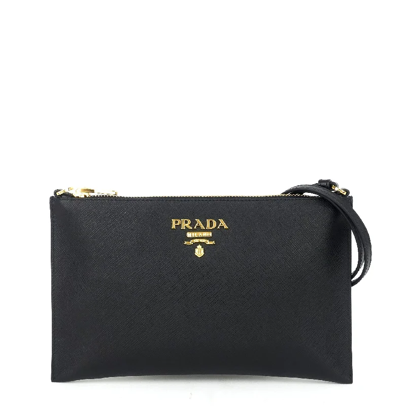 Prada Cahier bags with a detachable shoulder strap for versatile carryingSaffiano Leather Flat Zip Shoulder Bag