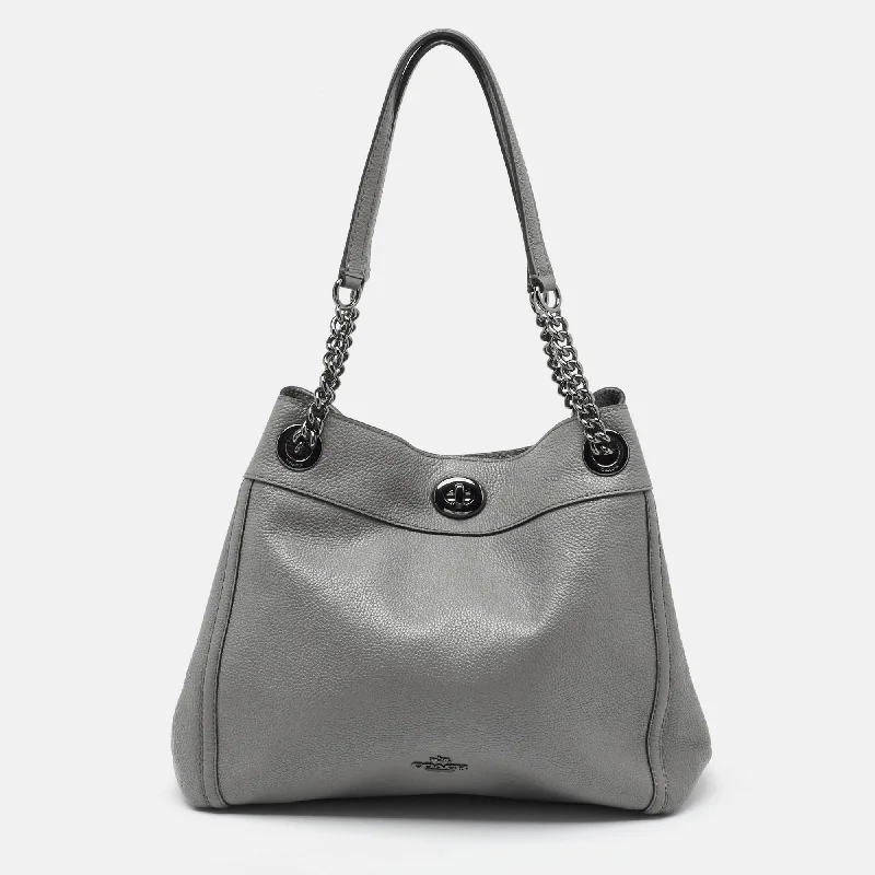 Coach tote bags with a water - resistant lining for practicalityGrey Leather Edie Shoulder Bag