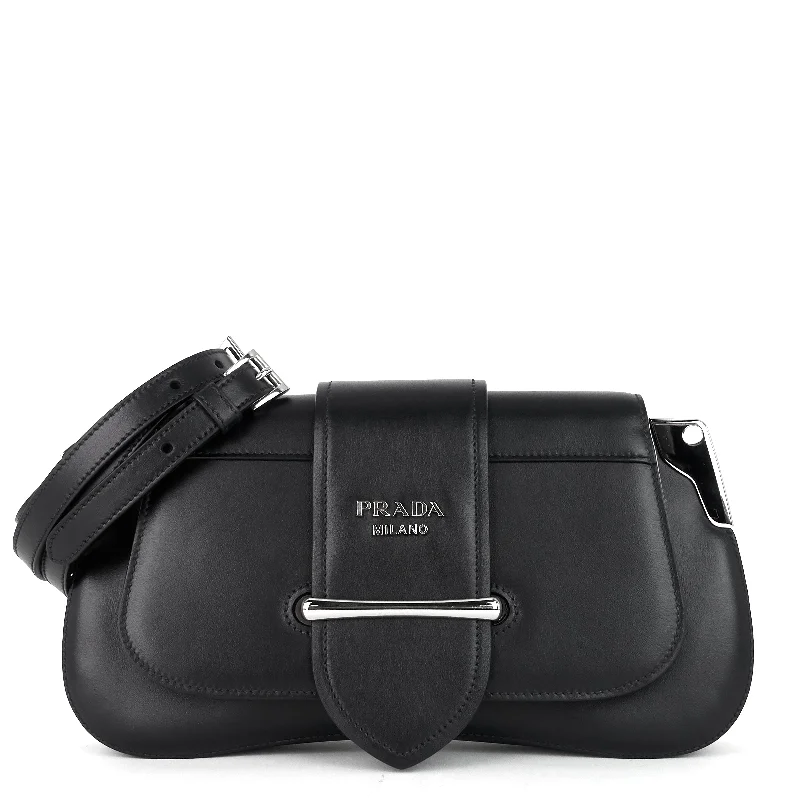 Prada Galleria bags with a structured silhouette for a professional lookSidonie Black Leather Shoulder Bag