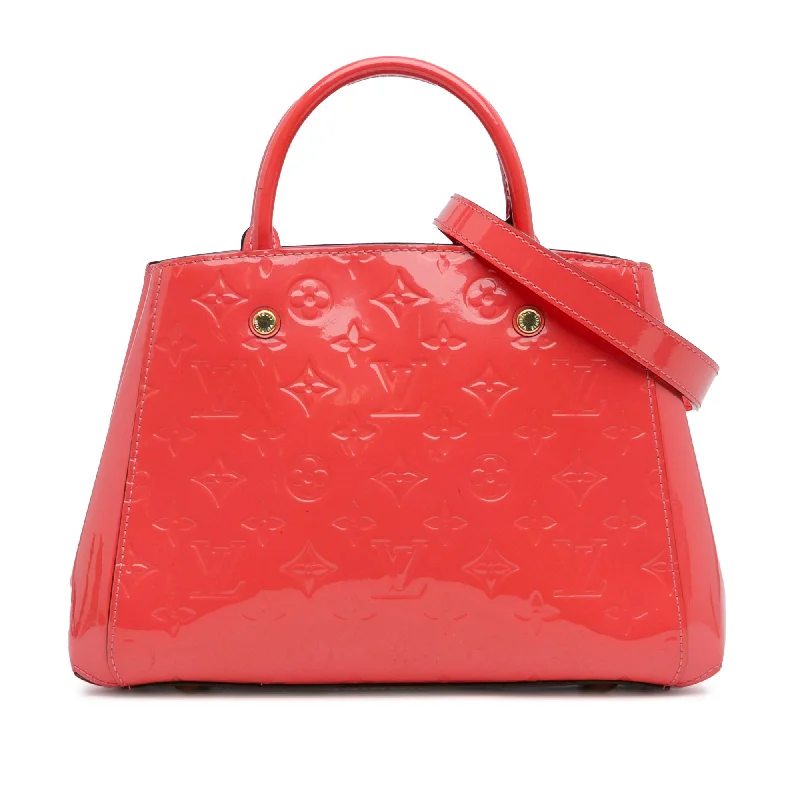 Louis Vuitton tote bags with a spacious interior and multiple pocketsOrange Louis Vuitton Monogram Vernis Montaigne BB Satchel