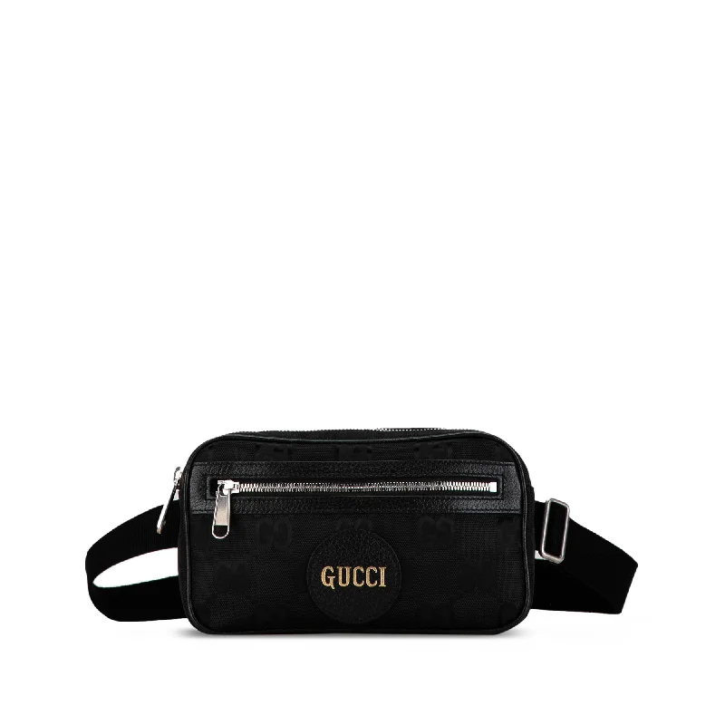 Women Gucci crossbody bags in a bold red colorBlack Gucci GG Nylon Off The Grid Belt Bag