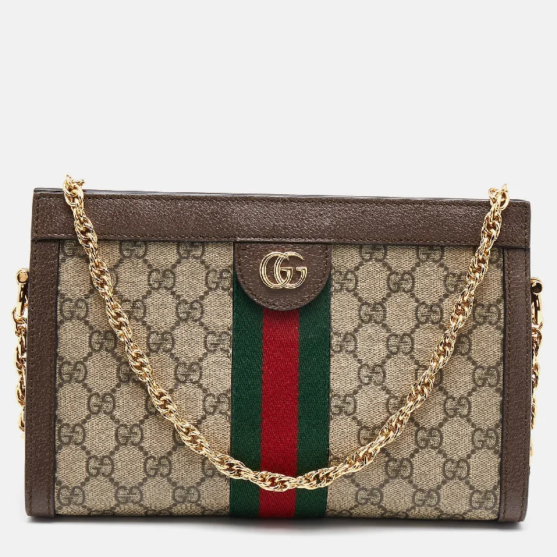 Gucci tote bags for women with a spacious interiorGucci Beige/Brown GG Supreme Canvas  Ophidia Shoulder Bag