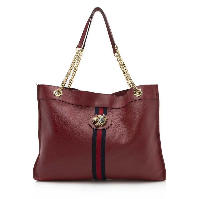 Women Gucci crossbody bags in a bold red colorGucci Glazed Leather Rajah Large Tote