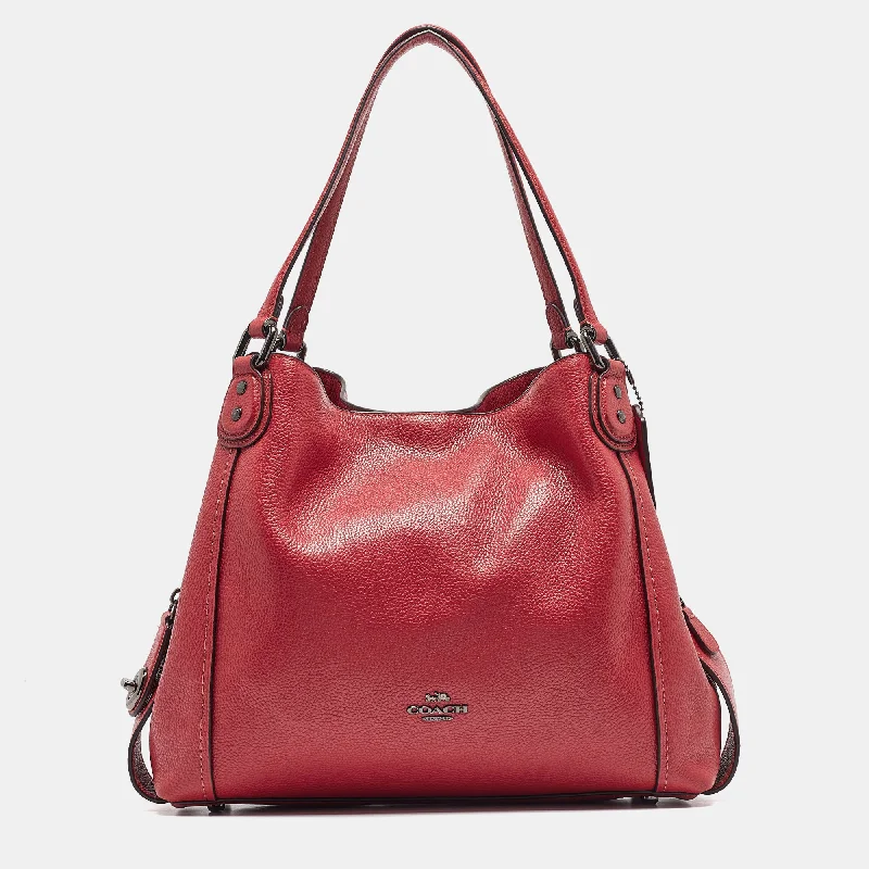 Coach bags with a front - zip pocket for small items like keys and cardsRed Leather Edie 31 Shoulder Bag