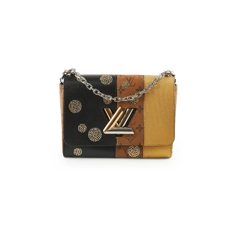 Louis Vuitton bags with a chain - link trim and a leather body for a modern edgeLouis Vuitton Twist MM Black / Monogram / Gold