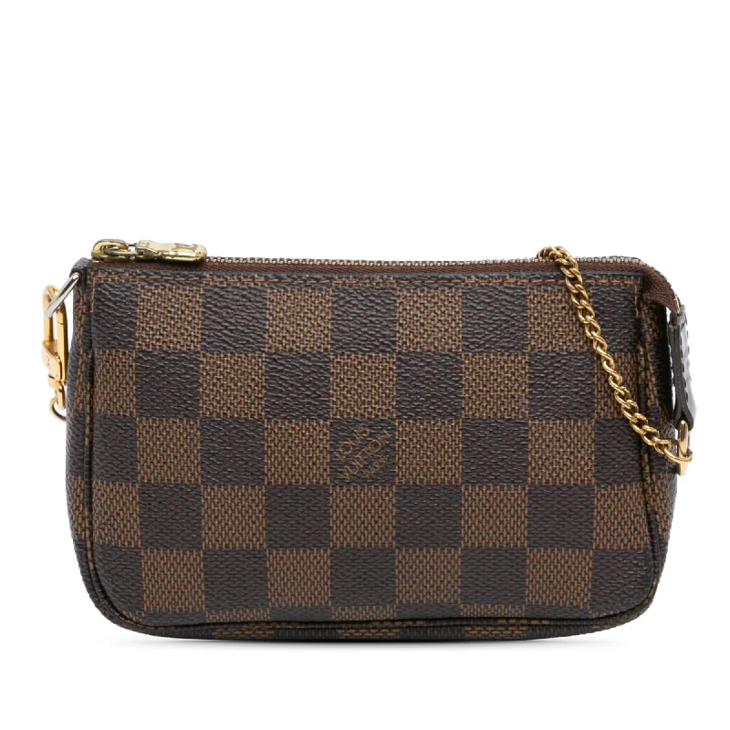 Louis Vuitton backpacks with a padded back panel for comfort during long - wearBrown Louis Vuitton Damier Ebene Mini Pochette Accessoires Handbag