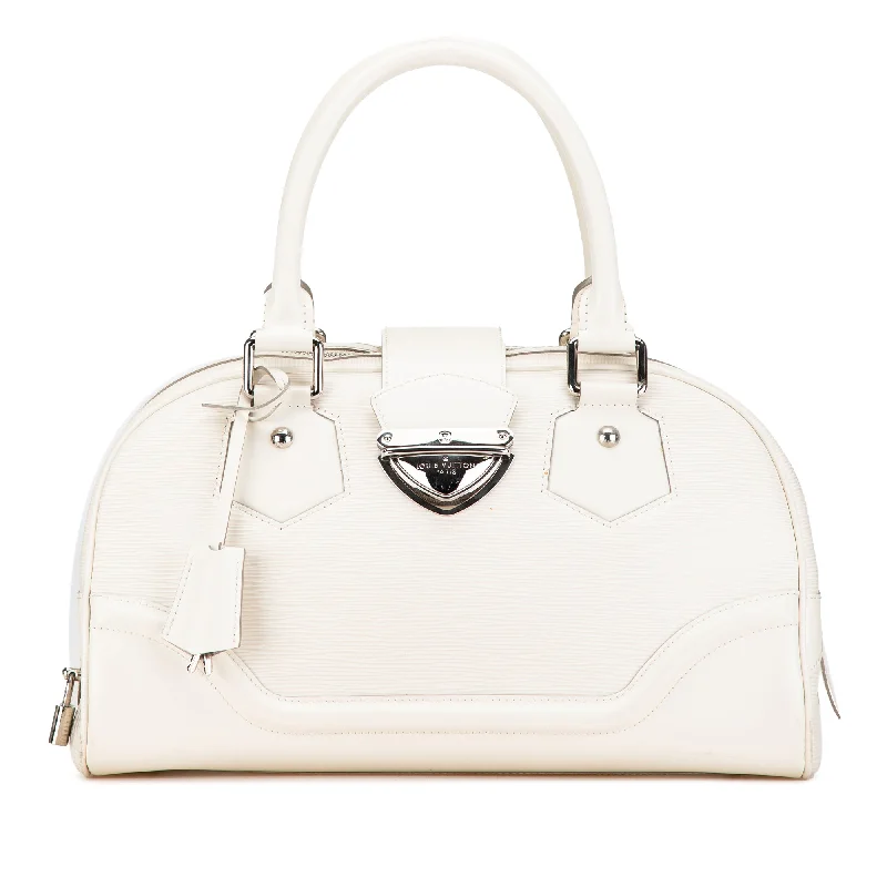 White Louis Vuitton Epi Bowling Montaigne GM Handbag