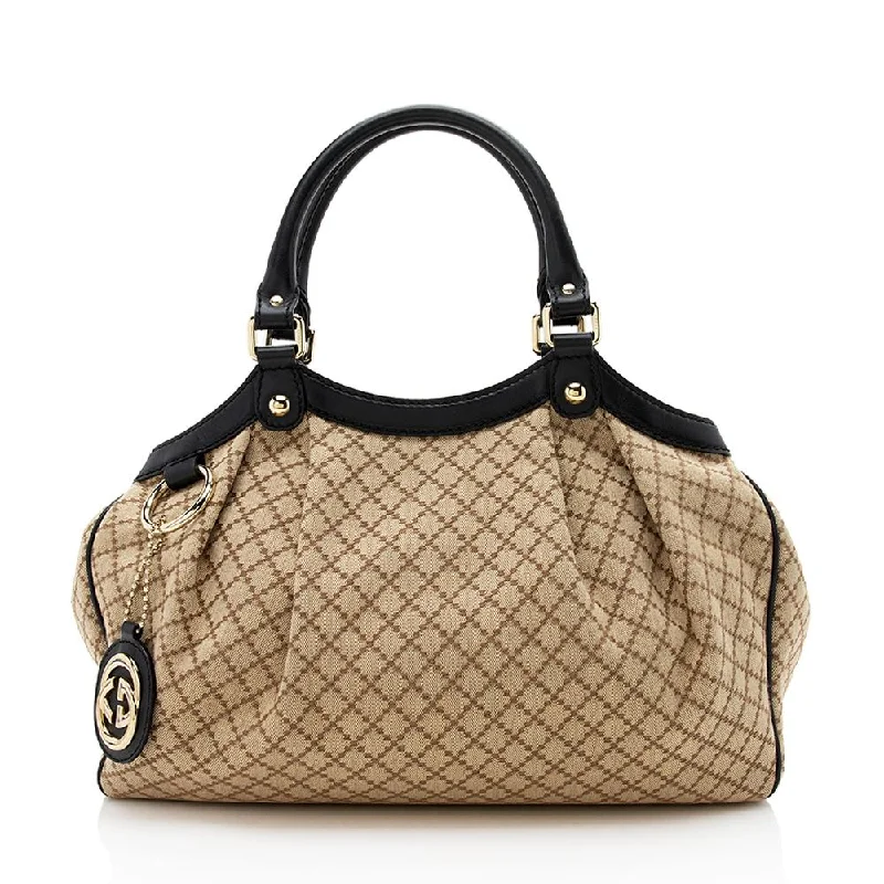 Medium - sized Women Gucci handbags for everyday useGucci Diamante Canvas Sukey Medium Tote