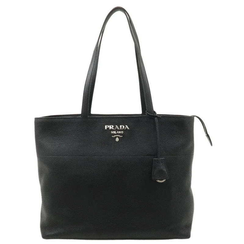 Ladies Prada Galleria bags with a textured leather surface for a more tactile lookPRADA Leather Tote Bag Shoulder Bag Black 1BG203