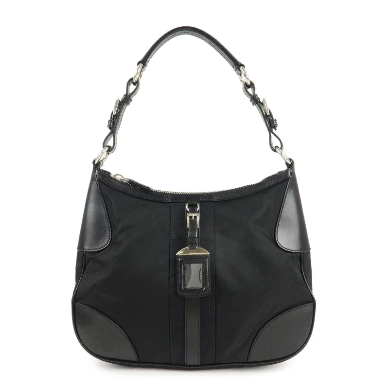 Ladies Prada Galleria bags with a detachable shoulder strapPRADA Nylon Leather Shoulder Bag Black BR2604