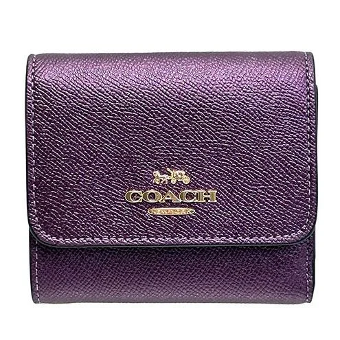 Coach handbags with a metal - framed clasp for durability and styleCoach Trifold Leather Wallet Mini Wallet