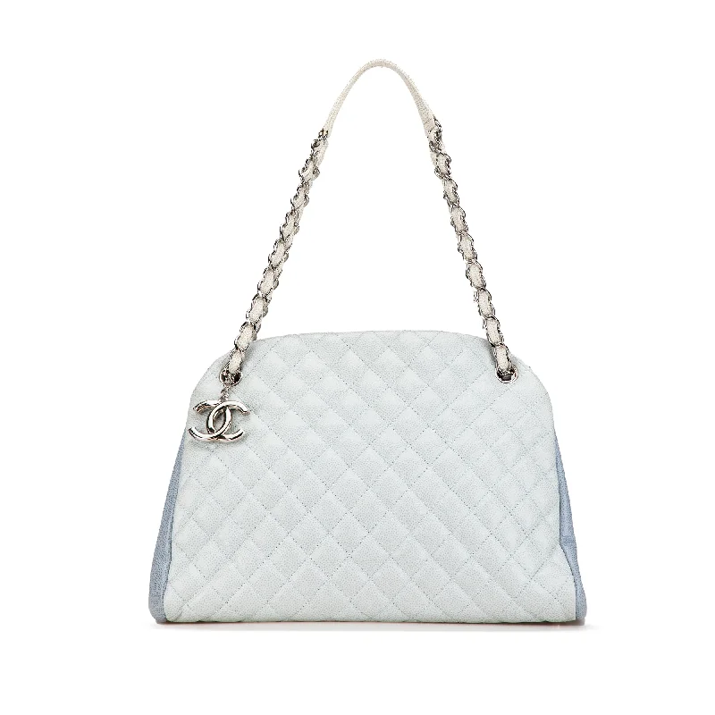 Chanel bags perfect for everyday elegBlue Chanel Large Tricolor Caviar Just Mademoiselle Bowling Bag