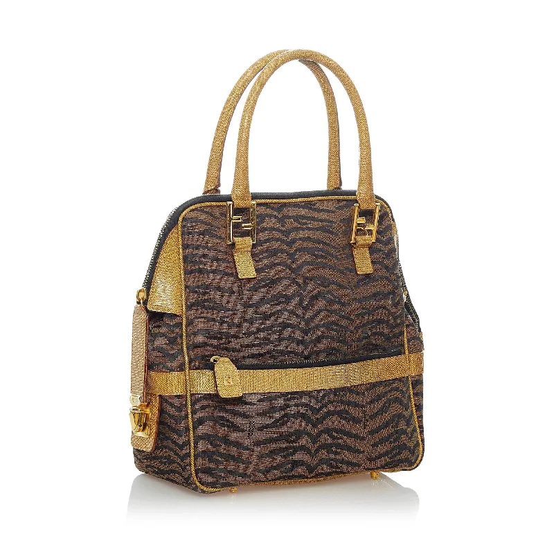 Ladies Fendi shoulder bags with a hidden magnetic pocket for discreet storageFendi Animal Print Canvas Handbag (SHG-30882)