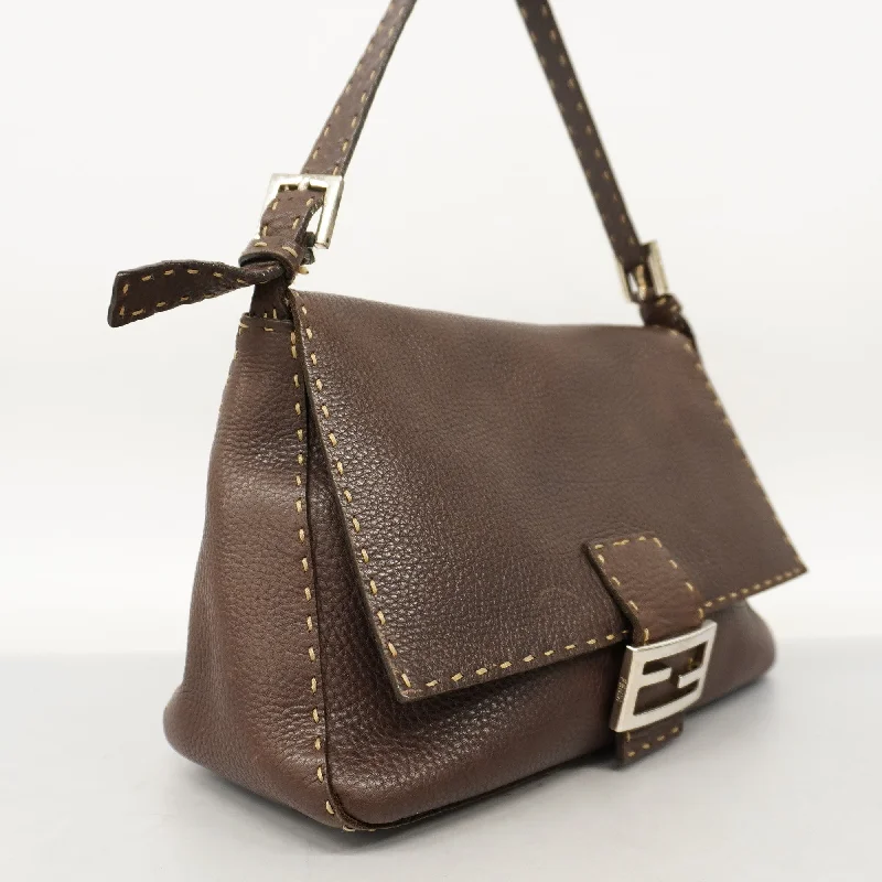 Fendi tote bags with a hand - painted FF pattern for an artisanal and one - of - a - kind touchFENDI  Selleria Mamma Bucket Women's Leather Handbag Brown