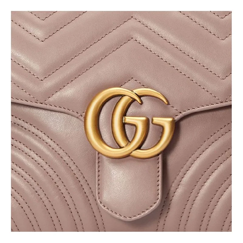 Women Gucci Sylvie bags featuring the signature web stripe(WMNS) GUCCI GG Marmont Series hand Bag Small Light Pink 498110-DTDIT-5729